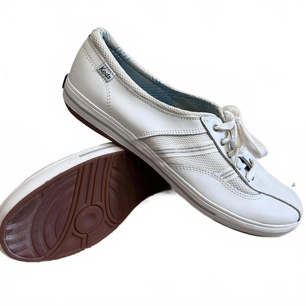 Keds Emblaze Women’s 10 White Leather Sneakers Round Toe Lace-Up WH46200W